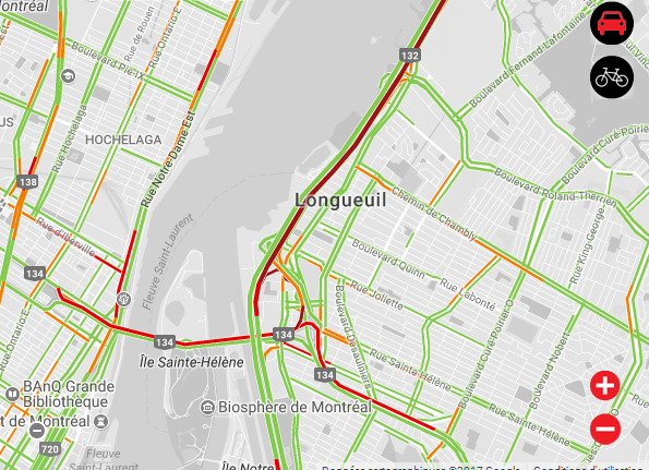Carambolage sur la route 132 Est à Longueuil