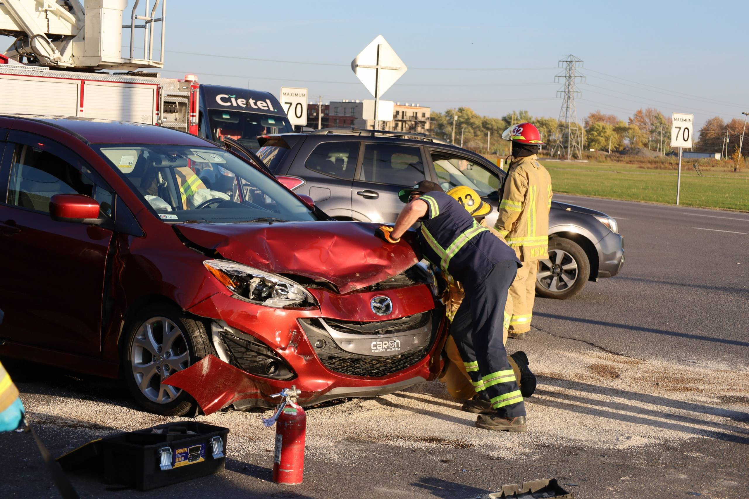 Un berger australien tente de grimper sur un toboggan