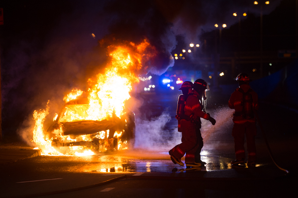 Une voiture s&rsquo;enflamme sur le boul. Taschereau