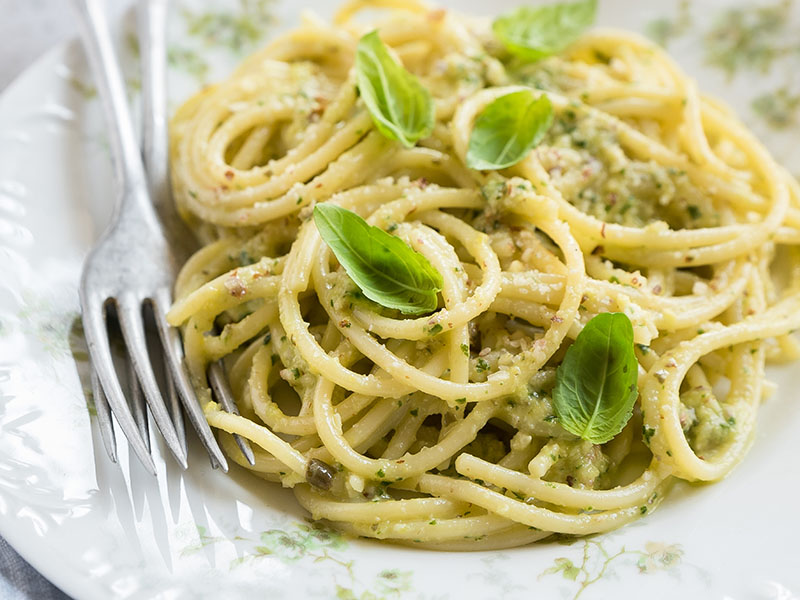 Spaghetti au pesto d&rsquo;agrumes