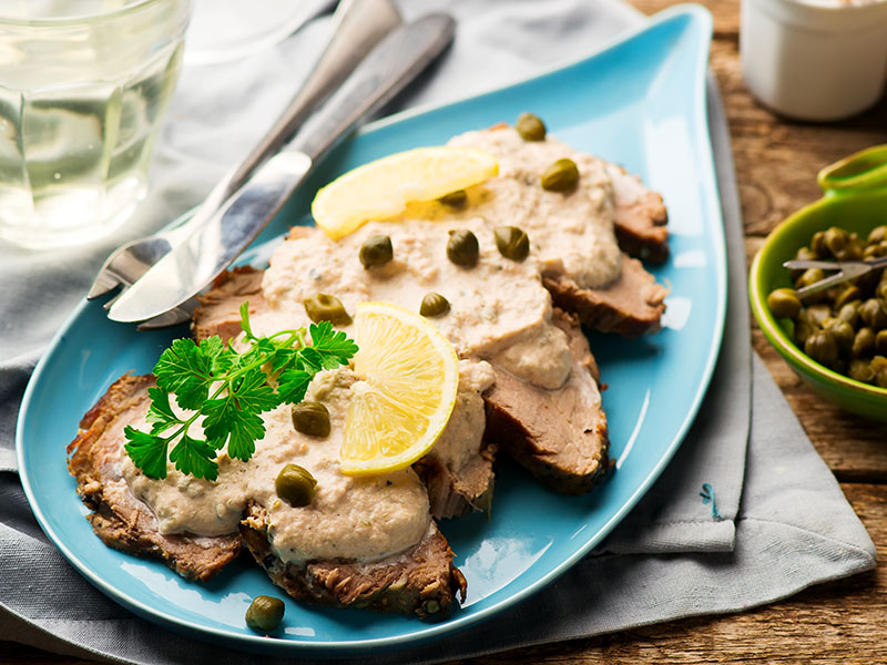 Rôti de boeuf, sauce au thon