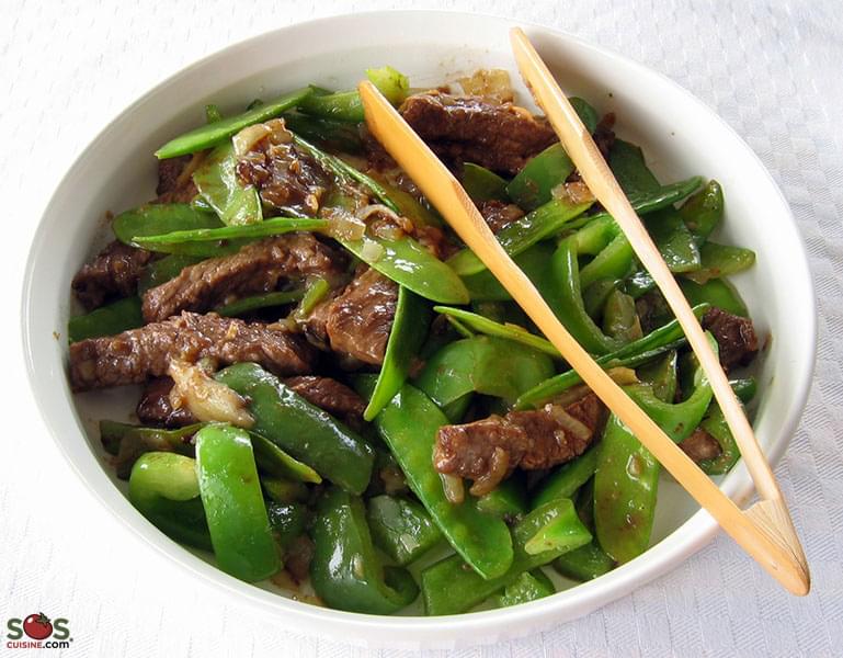 Boeuf chinois aux pois mange-tout