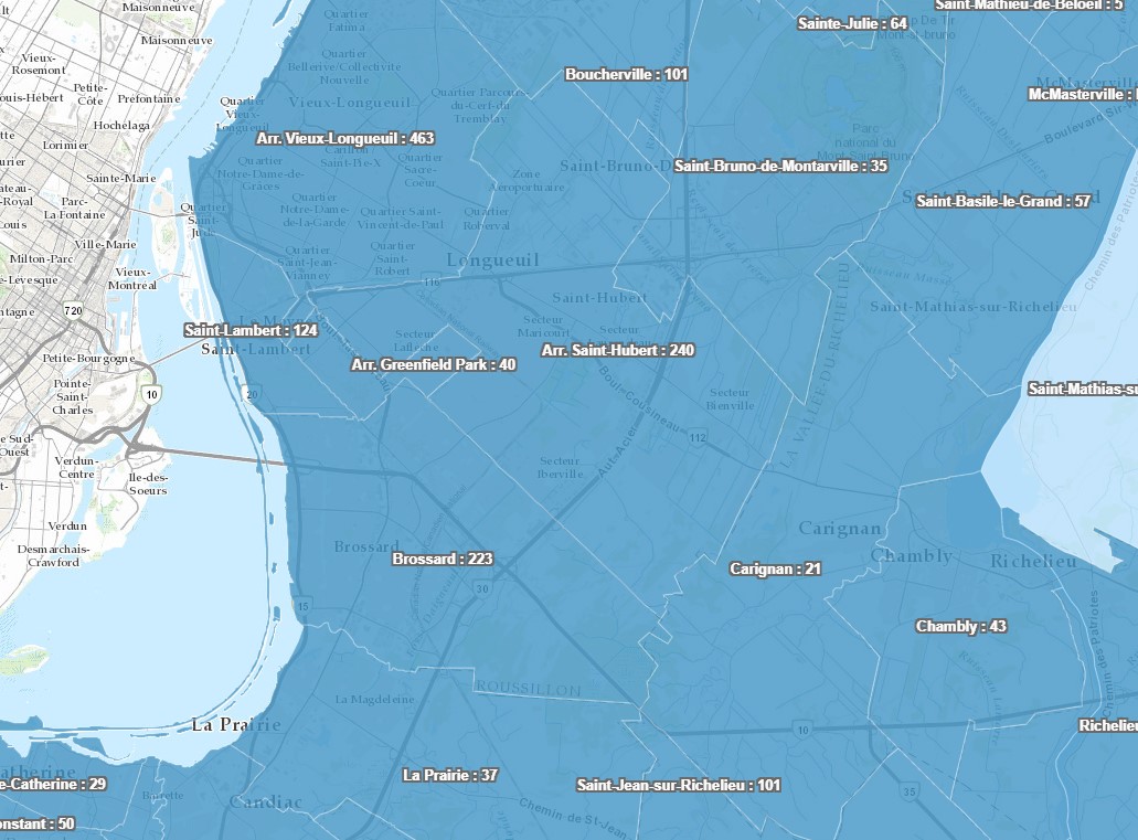 COVID-19: 1288 personnes atteintes de la COVID-19 dans l’agglomération de Longueuil