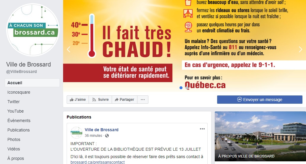 Brossard suspend ses publicités sur Facebook