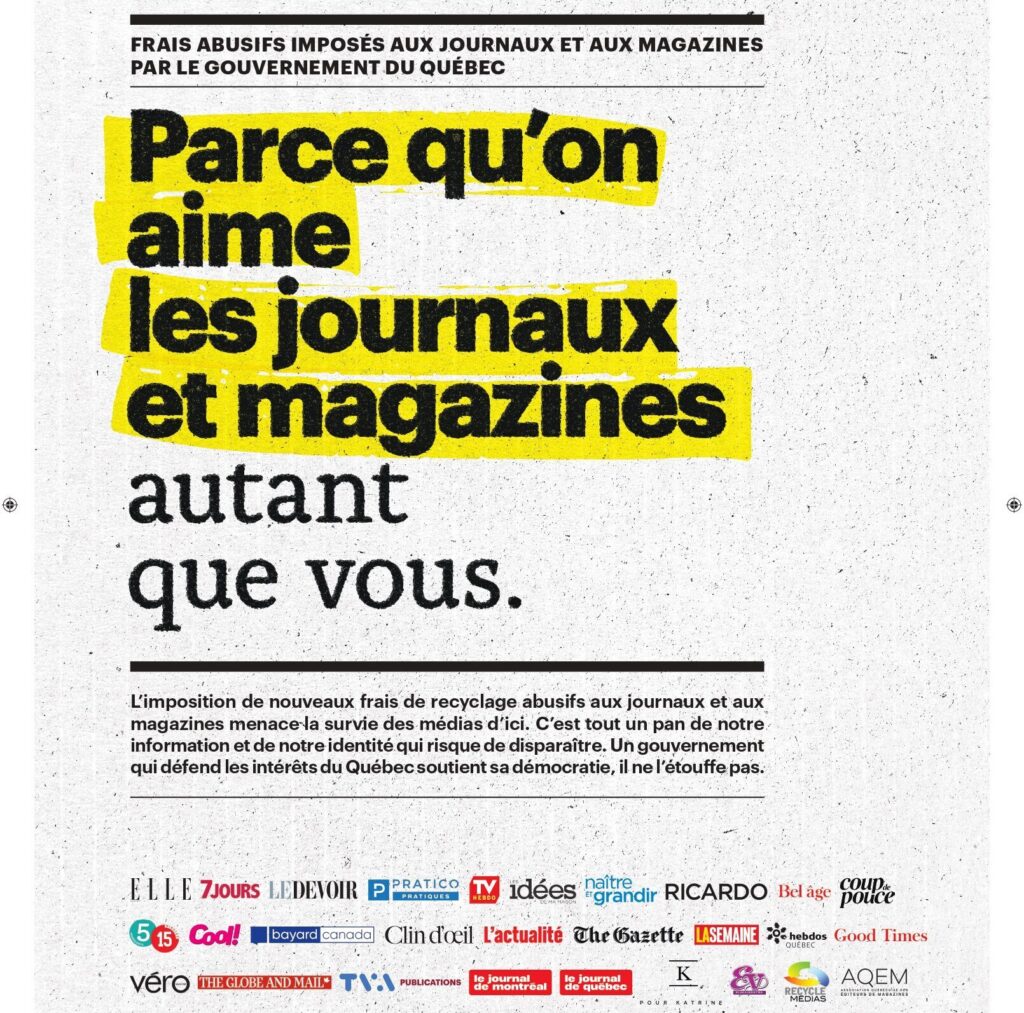 Campagne Hebdos Québec 2026 - Recycle médias