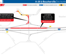 Des fermetures de l&rsquo;autoroute 20 à Boucherville auront des impacts importants