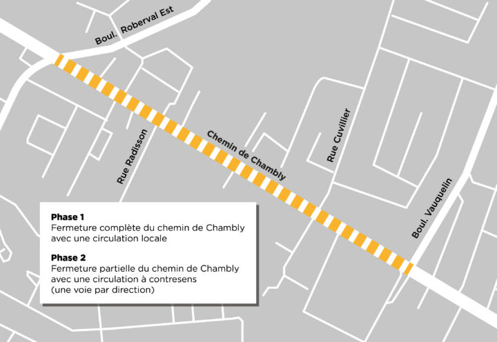 Travaux à Longueuil: un tronçon du chemin de Chambly fermé